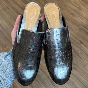 Schutz Avamel Croc Embossed Leather Loafer 7.5